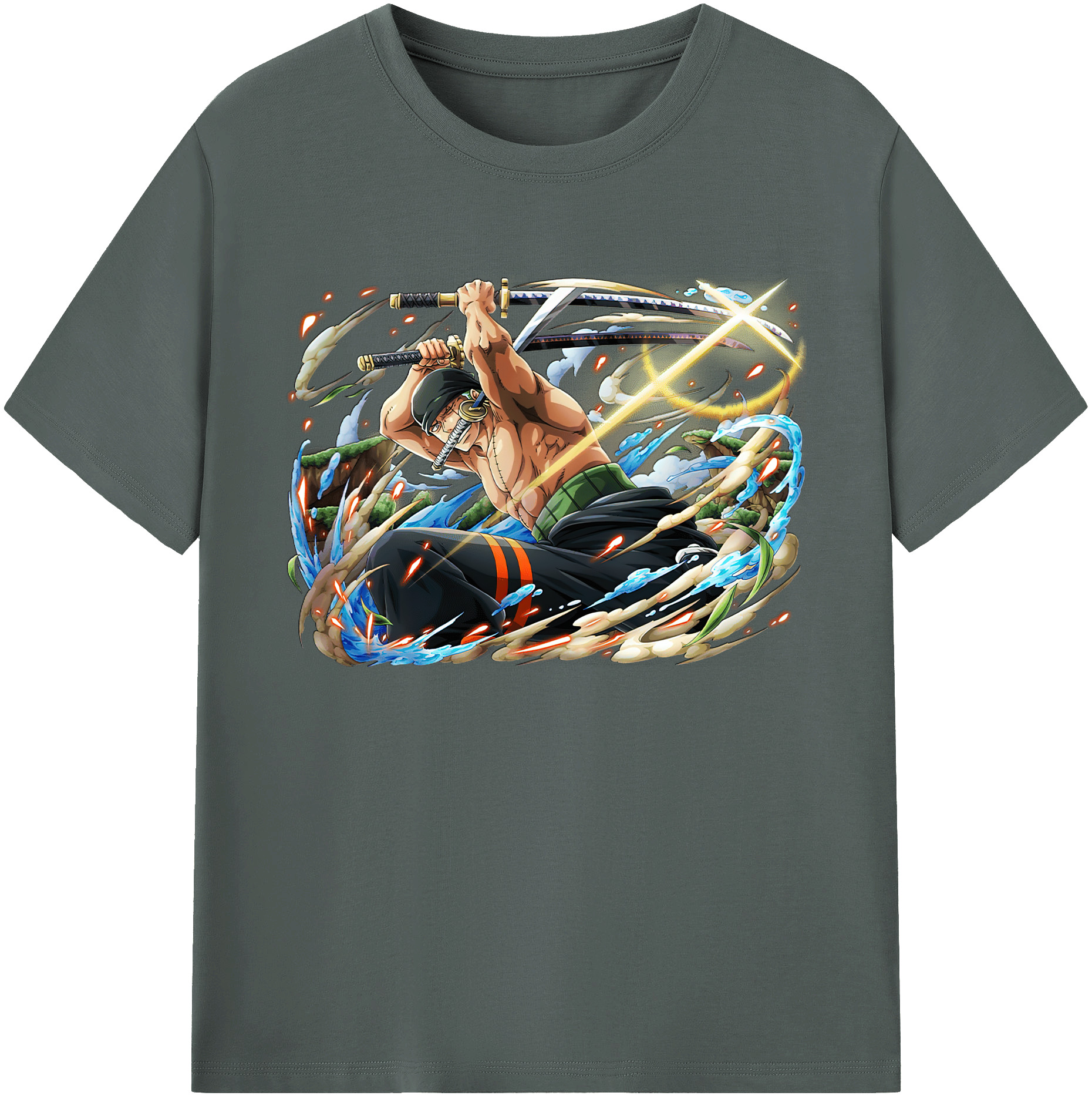 ワンピース ロロノア・ゾロ ONE PIECE Roronoa Zoro 綿100％ メンズ半袖Tシャツ｜肌触りやわらか＆通気性